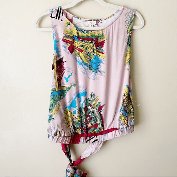 Anthropologie Tiny | Postcard Wrap Tie Tank Top Golden Gate Bridge Pink Small - Picture 3 of 9